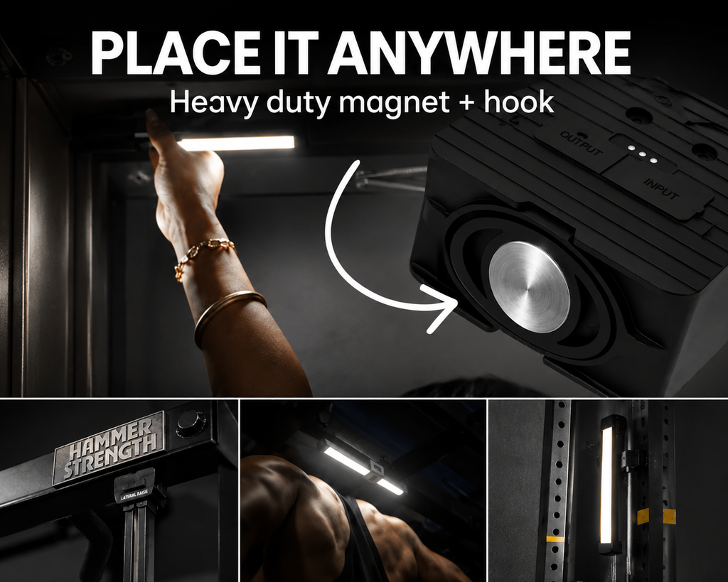 FlexBeam™ Pro Gym Light – Rechargeable Magnetic LED Light with 180° Adjustable Panels